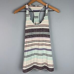 Lululemon Cool Racerback‎ Tank Top Shirt Women's 6 White Striped Sleeveless